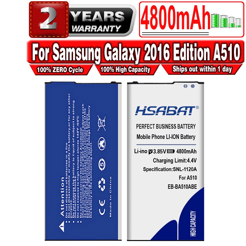 HSABAT 4800mAh EB-BA510ABE Battery for Samsung Galaxy Edition A510 SM-A510F A5100 A5 A51 Batteries