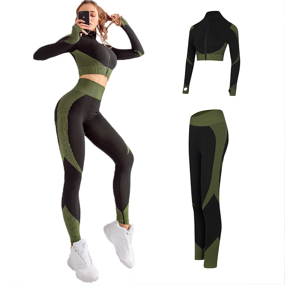 Nahtlose Yoga Kleidung Anzug Frauen Herbst und Winter Neue betroffen Hüften strecken Fitness Sport Yoga Kleidung trainieren einstellen