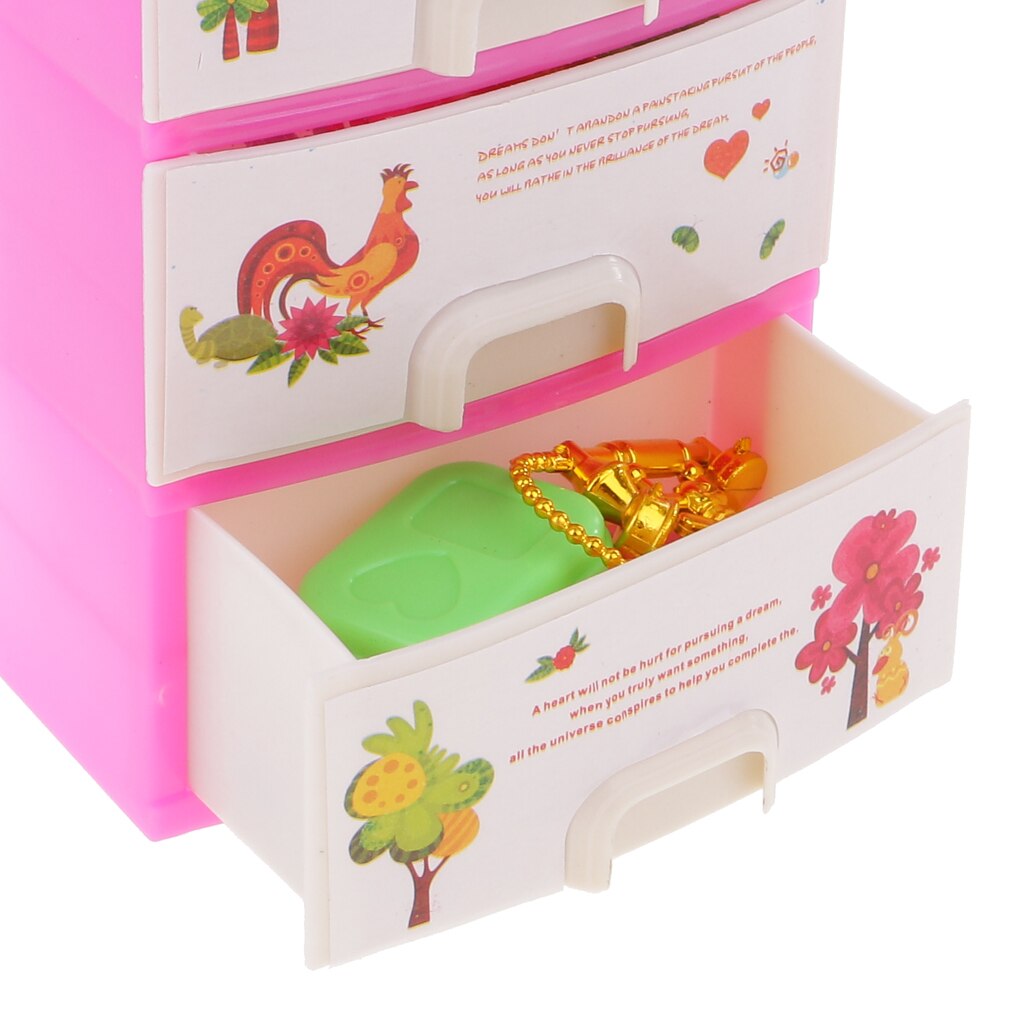 31 pieces/Set Dolls Storage Cabinet Makeup Tea Set Dress Up Doll House Accs