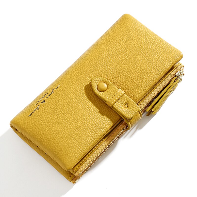 Comfortabele Gecontracteerd Stijl Lange Portefeuilles Voor Vrouwen Pu Lederen Driebladige Kaarthouder Purse Dames Zoete Portemonnees Cartera: Yellow