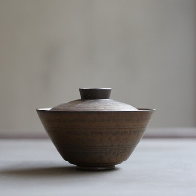 Pinny forgyldt retro gaiwan håndlavet rust glasur te terrin kinesisk kung fu te sæt te ceremoni tilbehør keramik drinkware: -en