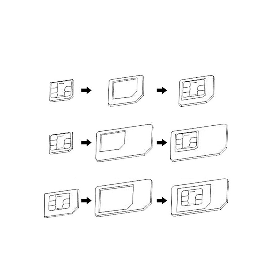 Etmakit 5 in 1 nano sim-kort adaptere + almindelig & micro sim + standard sim-kort & værktøjer til iphone 4 4s 5 5c 5s 6 6s detailboks