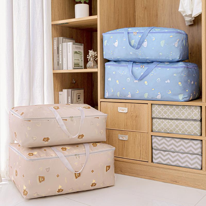 Thickened Quilt Storage Bag Durable Move House Organizer Handle Winter Clothing Storage Zipper Moisture-Proof Household Foldable