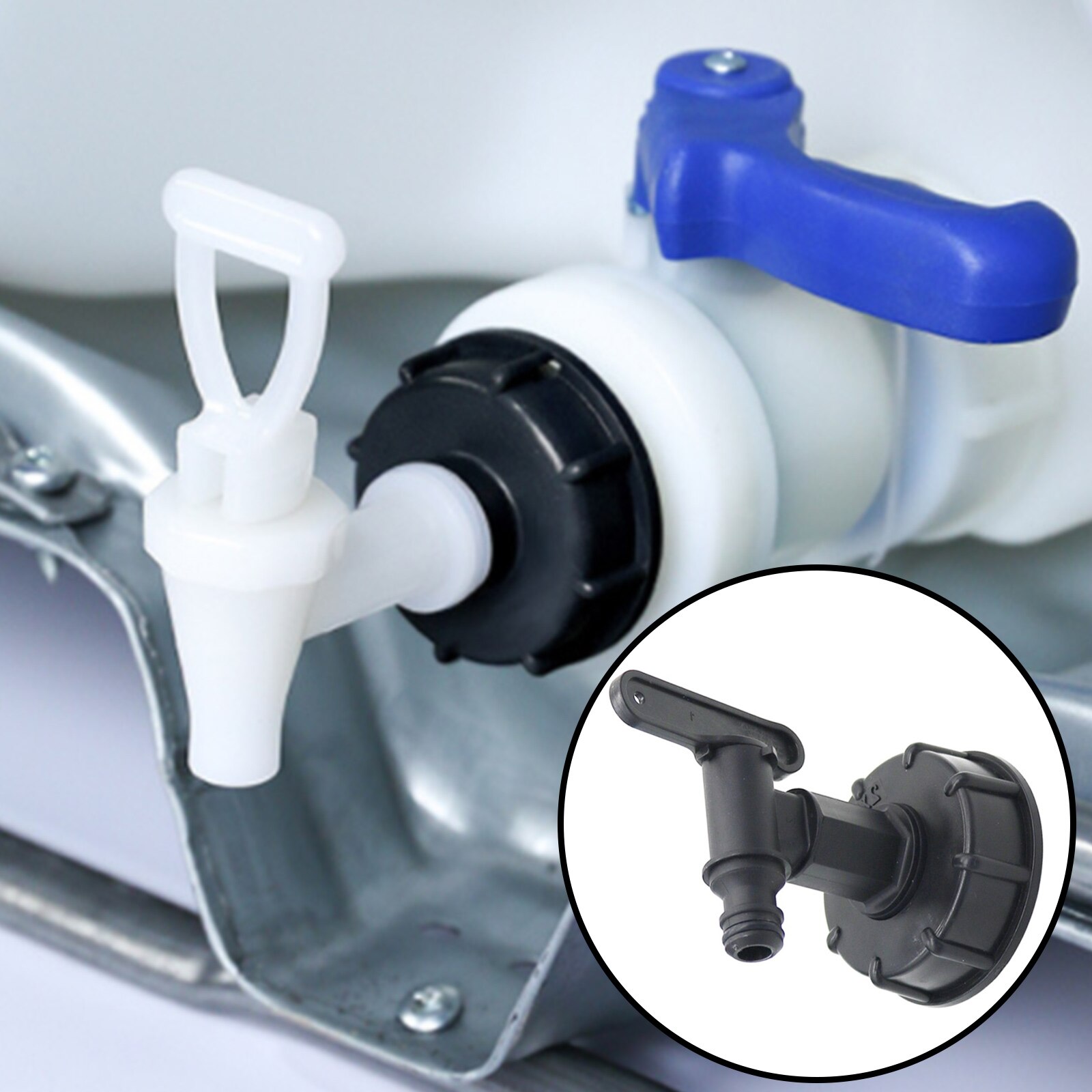 2 x 3/4" Thread Plastic IBC Tank Tap 1000L IBC To 1/2"(15mm) Adapter Garden Irrigation Connection Valve Hose Switch Fittings