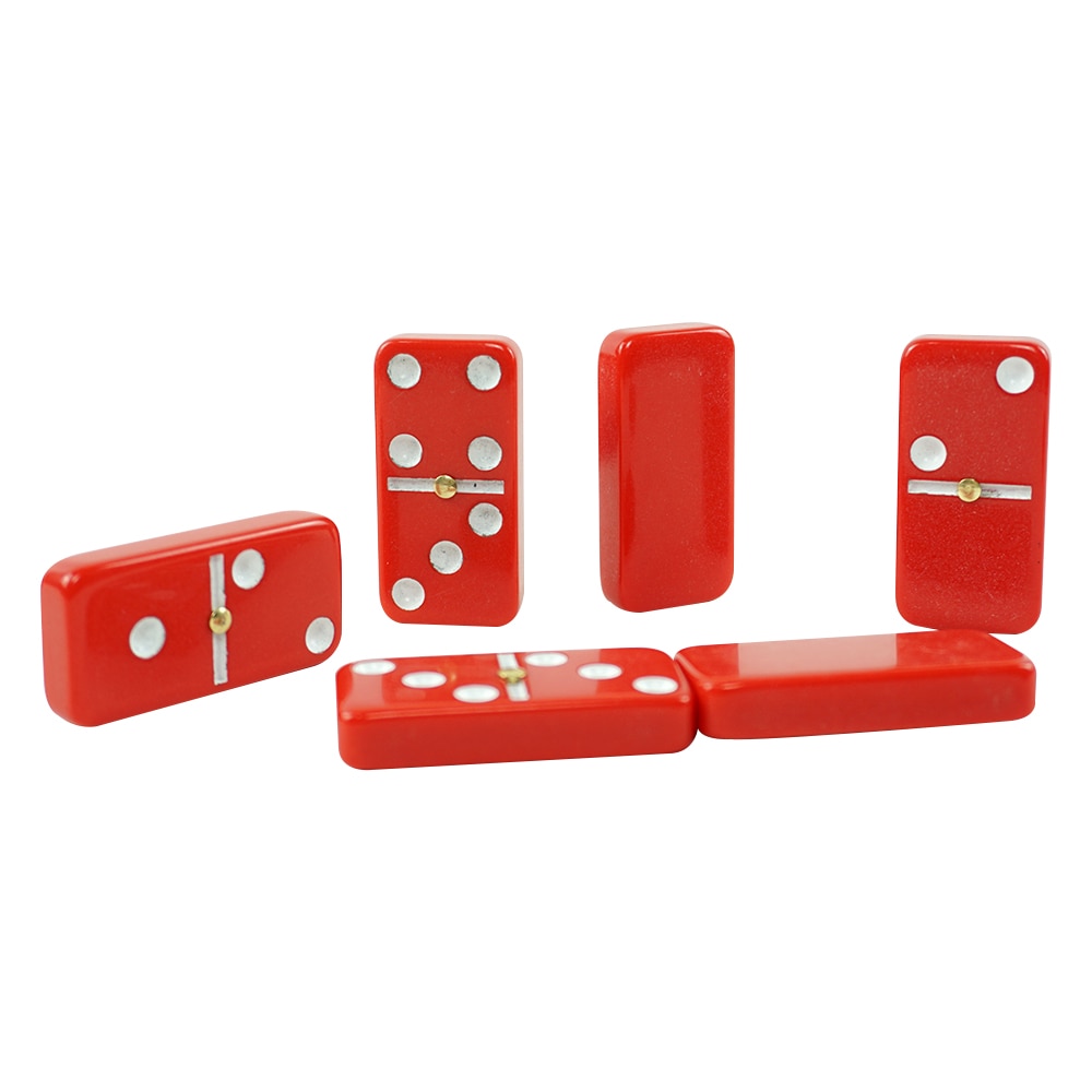 50mm*25mm*10mm double six red domino with white dot in red plastic box