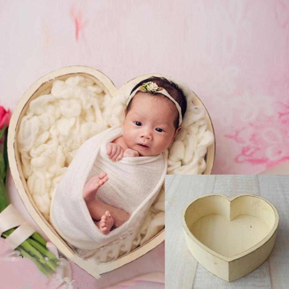 Fotografering kærlighed sengebalje nyfødt baby fotografering kærlighed form seng rekvisitter lille træ baby foto rekvisitter krybbe til baby drenge piger
