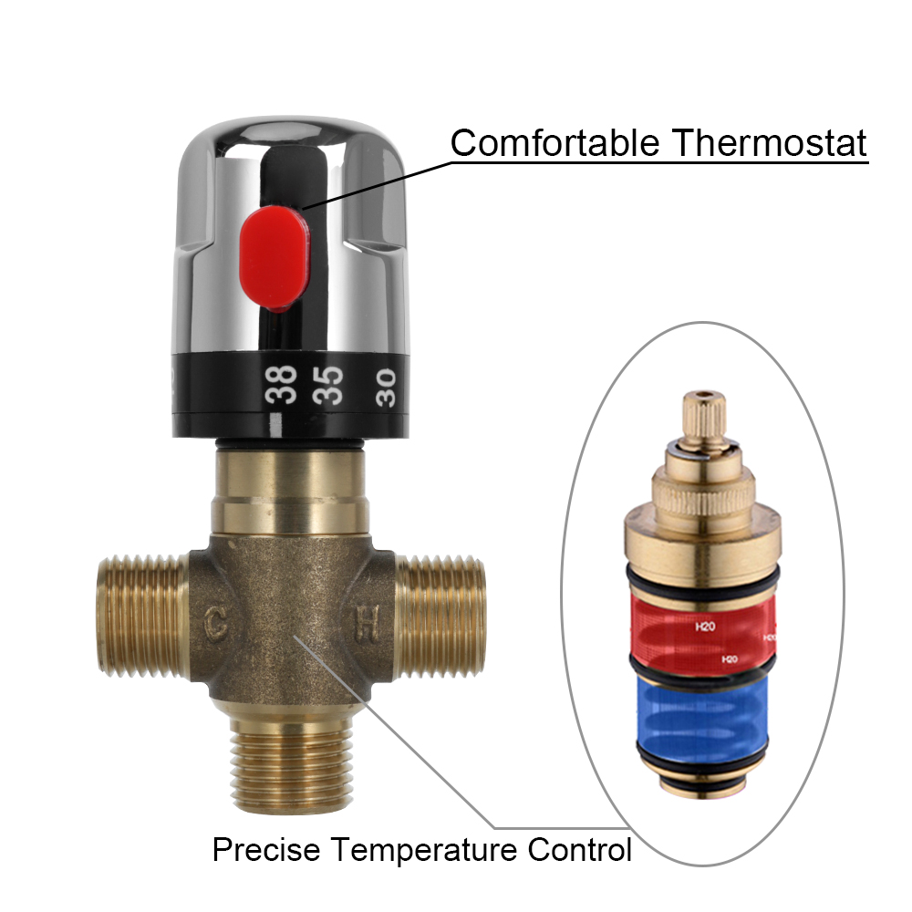 Bathroom Water Temperature Control Faucet Thermostat Faucet Brass Pipe Home Improvement Thermostatic Mixing Valve 1PC