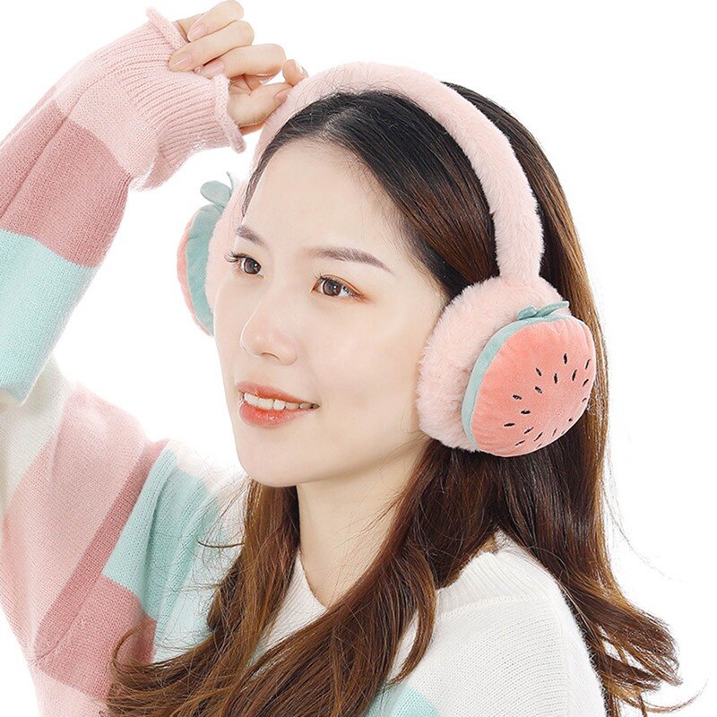 Earmuffs Ladies Cofortable Cute Fruit Earmuff Kawaii Fashionable Wool-like Warm Autumn Winter Earmuffs For Kids