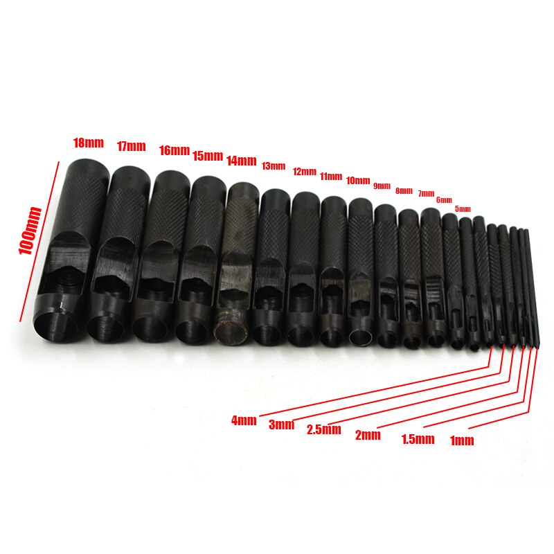 20 größe Stahl Hohl See Stanzen Leder Dichtung Hohl schlagen einstellen Dichtung Gürtel See Hand See Stanzen Zubehör Handwerk Werkzeug