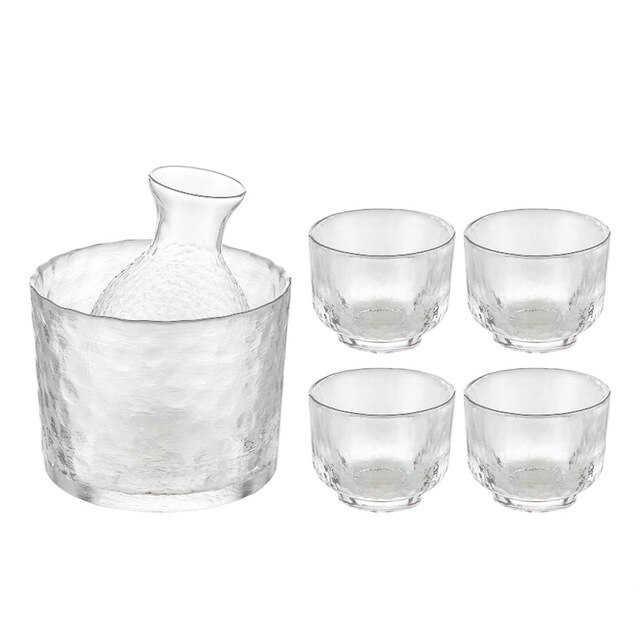 Japansk sake sæt hammermønster glas guldkantet kop vin varmere koreansk soju kop tequila pot whisky kop indenlandske vin sæt: 6 stk