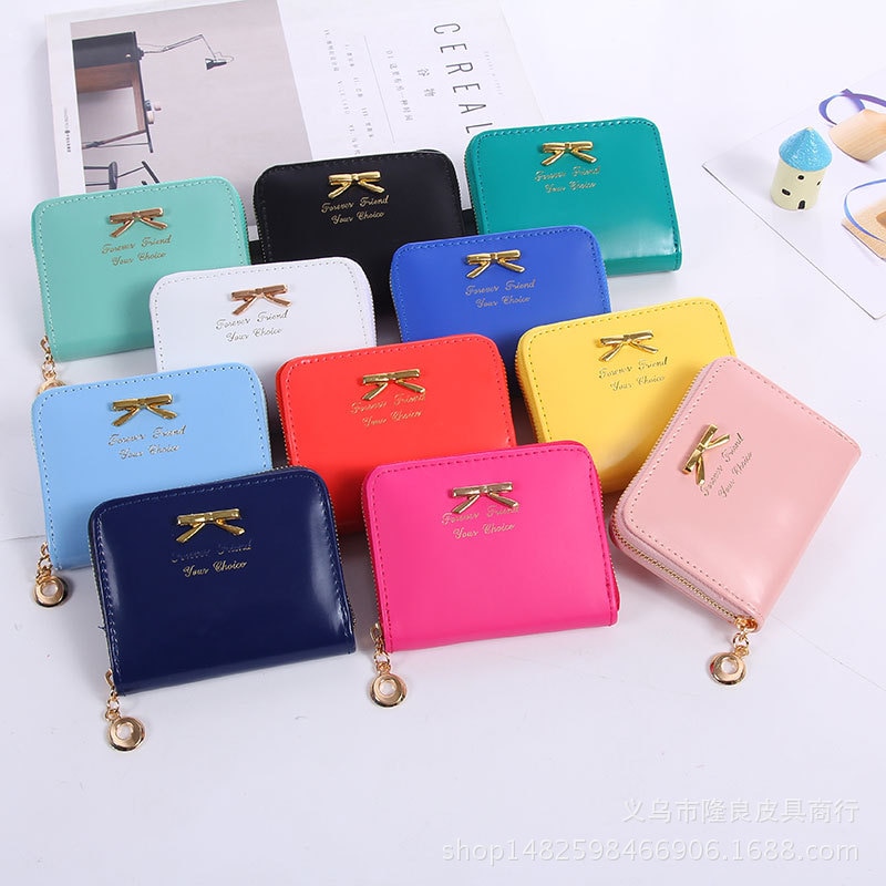 Valink Brand Wallet Women Bowknot Small Purse PU Leather Wallet Female Zipper Coin Purse Wallet Carteras Mujer