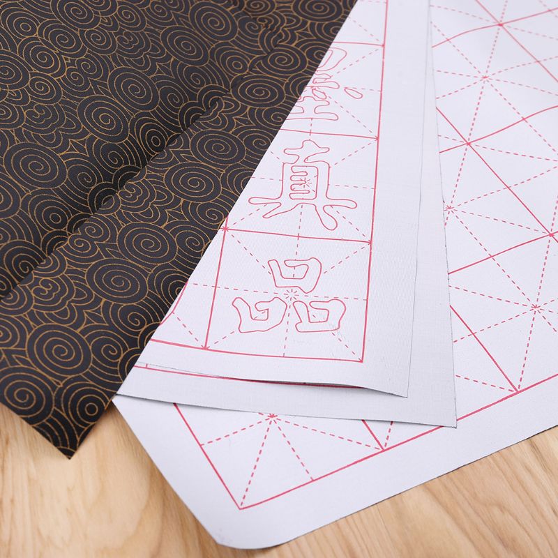 No Ink Magic Water Writing Cloth Brush Gridded Fabric Mat Chinese Calligraphy Practice Practicing Intersected Figure Set