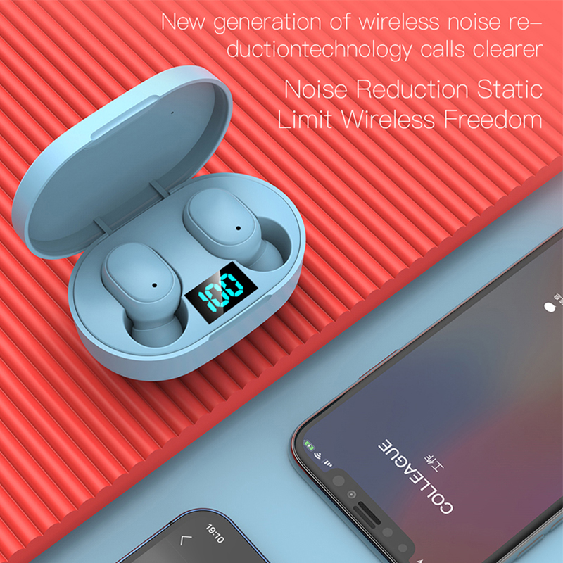Auricolari bluetooth wireless tws  e6s cuffie fone display led cancellazione del rumore auricolari sportivi con microfono per xiaomi redmi iphone