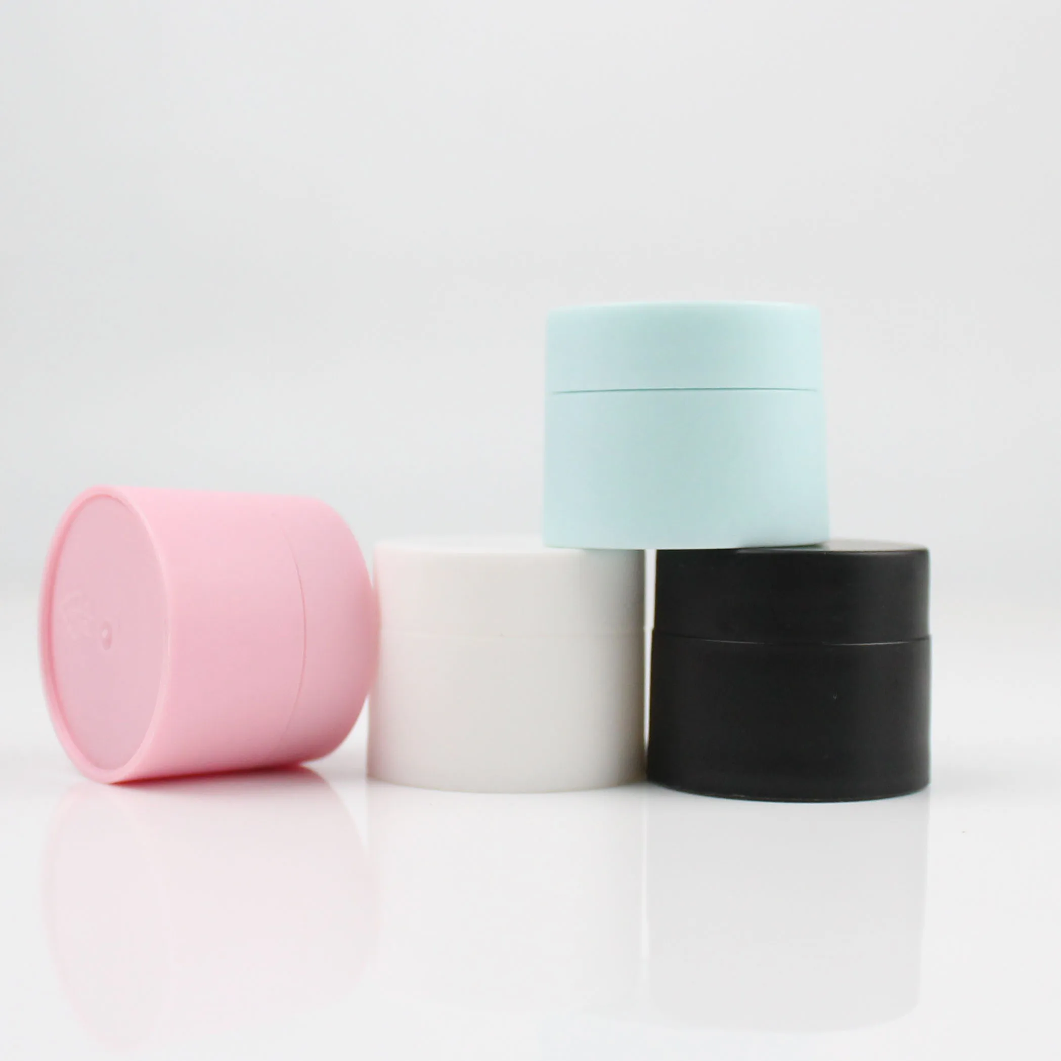 30/50pcs Empty 3g 5g 10g PP Plastic Matte Pink Blue Black White Cosmetic Skin Care Cream Jars Frosted Face Cream Jar: Wood / light yellow / 650mL