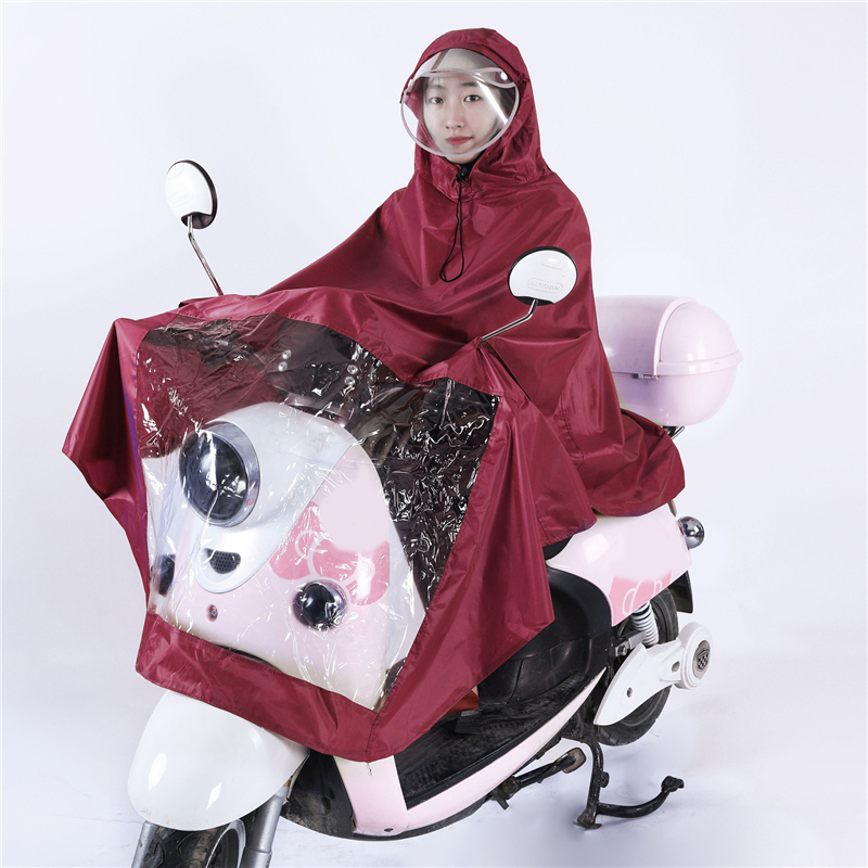 Chubasquero impermeable Universal con capucha, capa de lluvia, Poncho para movilidad, Scooters, motocicletas, bicicletas: Red  double brim