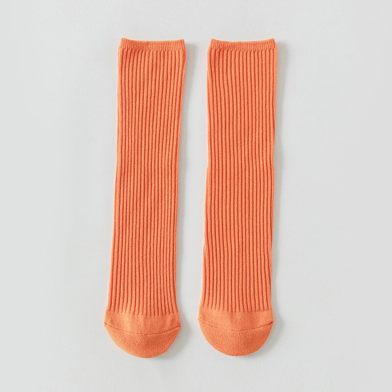 10 colori. Calzini alti al ginocchio Color caramella per bambini. Calzini lunghi per bambini in morbido cotone. Calzino lavorato a maglia per bambini 12T: orange
