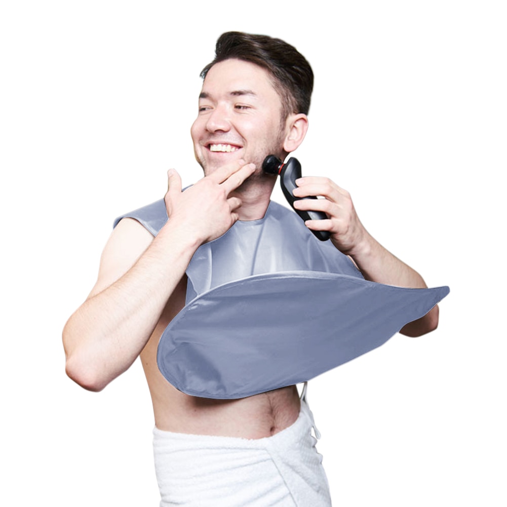 Portable Foldable Beard Shaving Cloth Waterproof Barber Wrap Haircut Cloak Hair Cutting Cape Home DIY Men Beard Shaving Wrap: Grey
