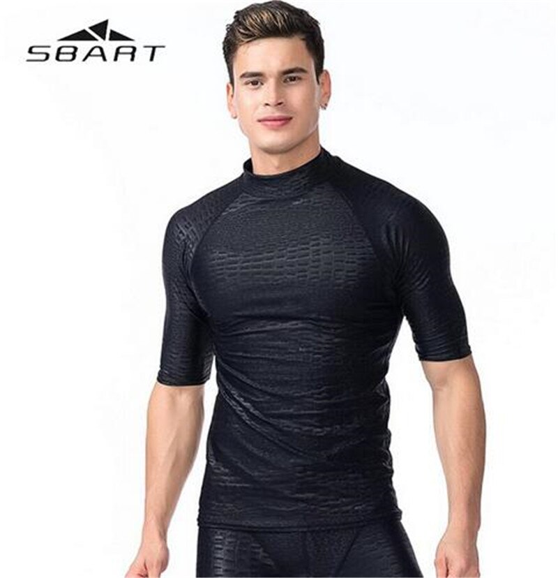 SBART Swimwear Rash Guards Men Quick-Dry Diving Suit Swimsuit Snorkeling Swimming Surfing Rash Guard Short Sleeves T-Shirts: Jacket 718 / L