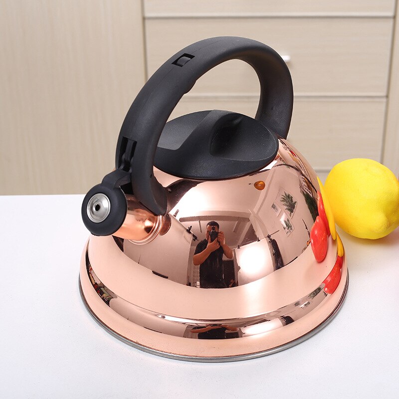 Rose Goud Moderne Luxe Waterkoker Mooie Gas Ketel Theepot Rvs Water Fluitje Kookplaat Chaleira Theepot EH50KE