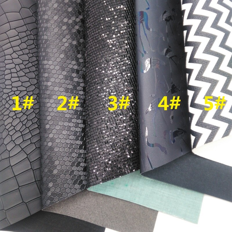 Tela brillante de malla negra, tela de piel sintética de panal de abeja, hojas de cuero sintético para lazos A4 8 &quot;x 11&quot; Twinkling Ming XM232
