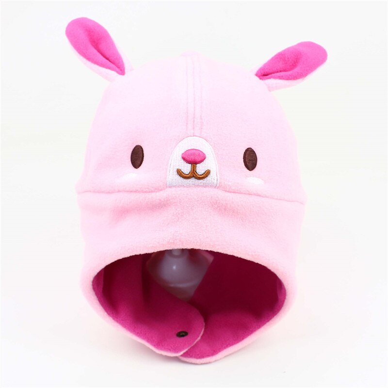 Gorro con solapa para la oreja para niña y niño, con patrón gorrito de lana de animales para niño y niña, accesorio cálido para esquiar, accesorios para bebés para exteriores: Rosa