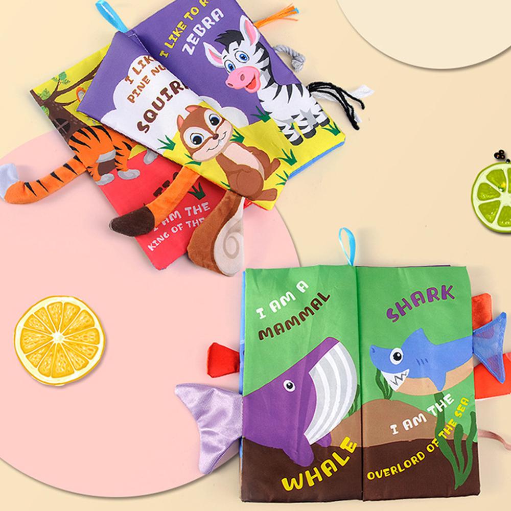 Infant Book Baby Fruit Animal Tails Rustle Book Early Development Cloth Book Inspire Brains Early Education Activity Books Toys