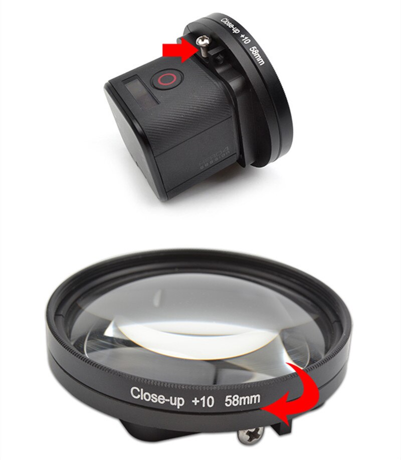 Filtro Close-Up + 10 Macro + 58mm anillo adaptador + filtro bolsa de almacenamiento para Gopro Hero 4/5 sesión