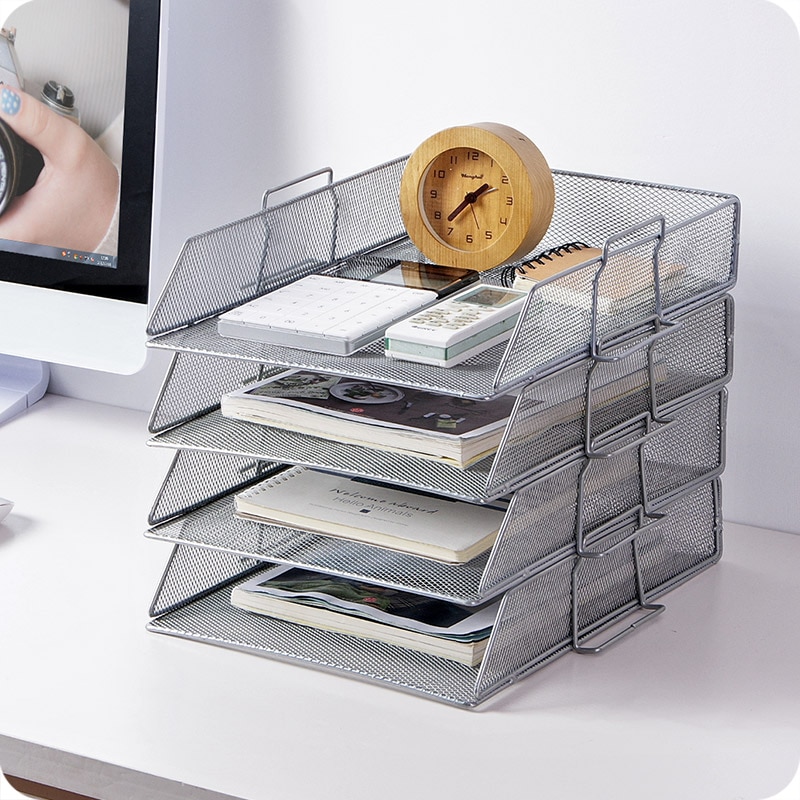 Creatieve metalen desktop bestand lade bureau accessoires sets briefpapier houder tijdschrift organisator boekenkasten acceptatie van puin