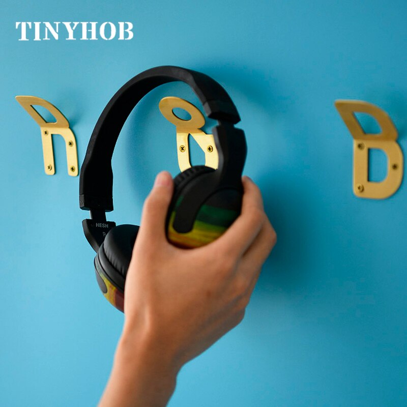 Gancho con letras para colgar en la pared, perchero dorado con alfabeto de latón, accesorios para el hogar