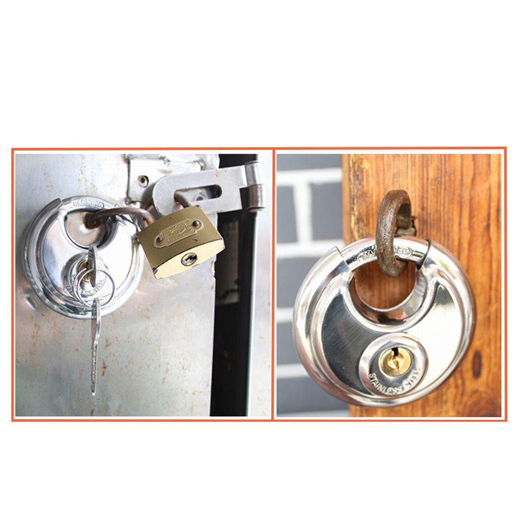 70mm Stainless Steel Anti-Theft Padlock Large Round Discus Lock For Warehouse Door Bicycle Anti Theft Lock With Key