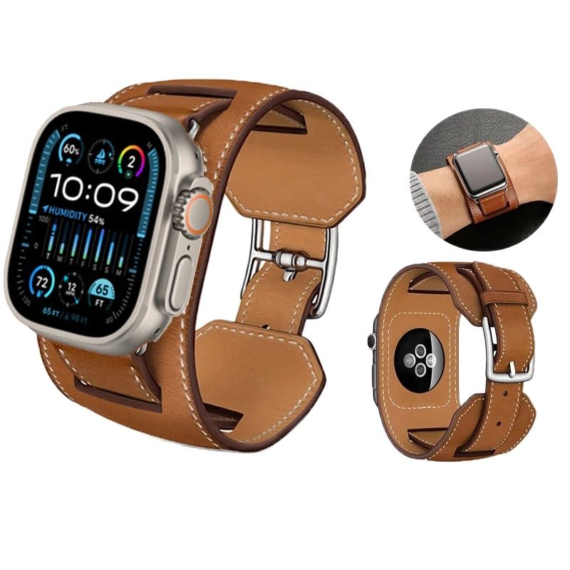 Leren Band Voor Apple Watch Band 10 9 8 7 6 46Mm 42Mm 44Mm 40Mm 38 41Mm 45Mm Horlogeband Voor Iwatch Serie Ultra 2 49Mm