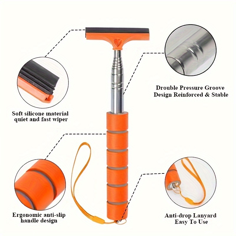 2-in-1 einziehbarer tragbarer Wischer: Perfekt zum Reinigen von Auto-Rückspiegeln, Tankstellenfenstern, Duschgläsern und Windschutzscheiben!