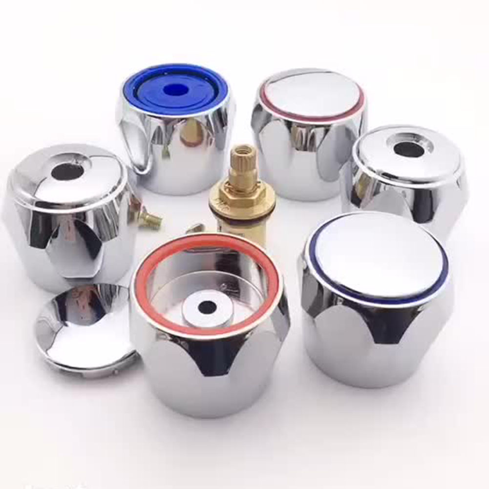 & COLD TAP Kraan Handvat Kraan Handvat METAAL VERCHROOM VERVANGING TOP HOOFD COVERS 2 STUKS Badkamer 3.2x3.9cm
