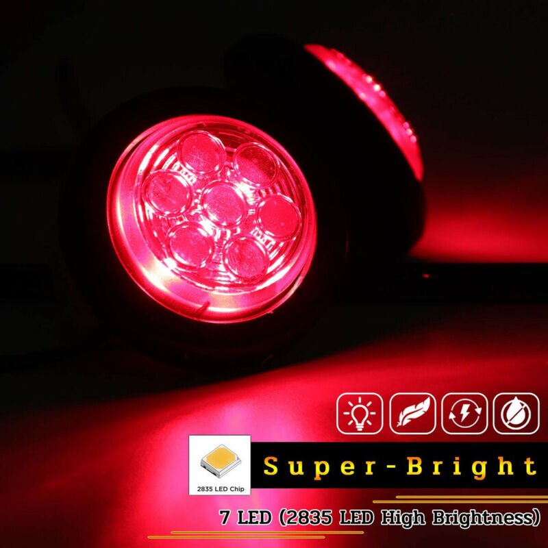 Sidoljus markeringsljus 24v 4x 2 tums led rund lastbil senaste