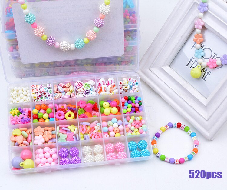 Kids DIY Bead Kit - Acrylic Plastic Spacer Charms - Necklace Bracelet Jewelry Making Toy for Girls 5-13 Years: 24 grid 8