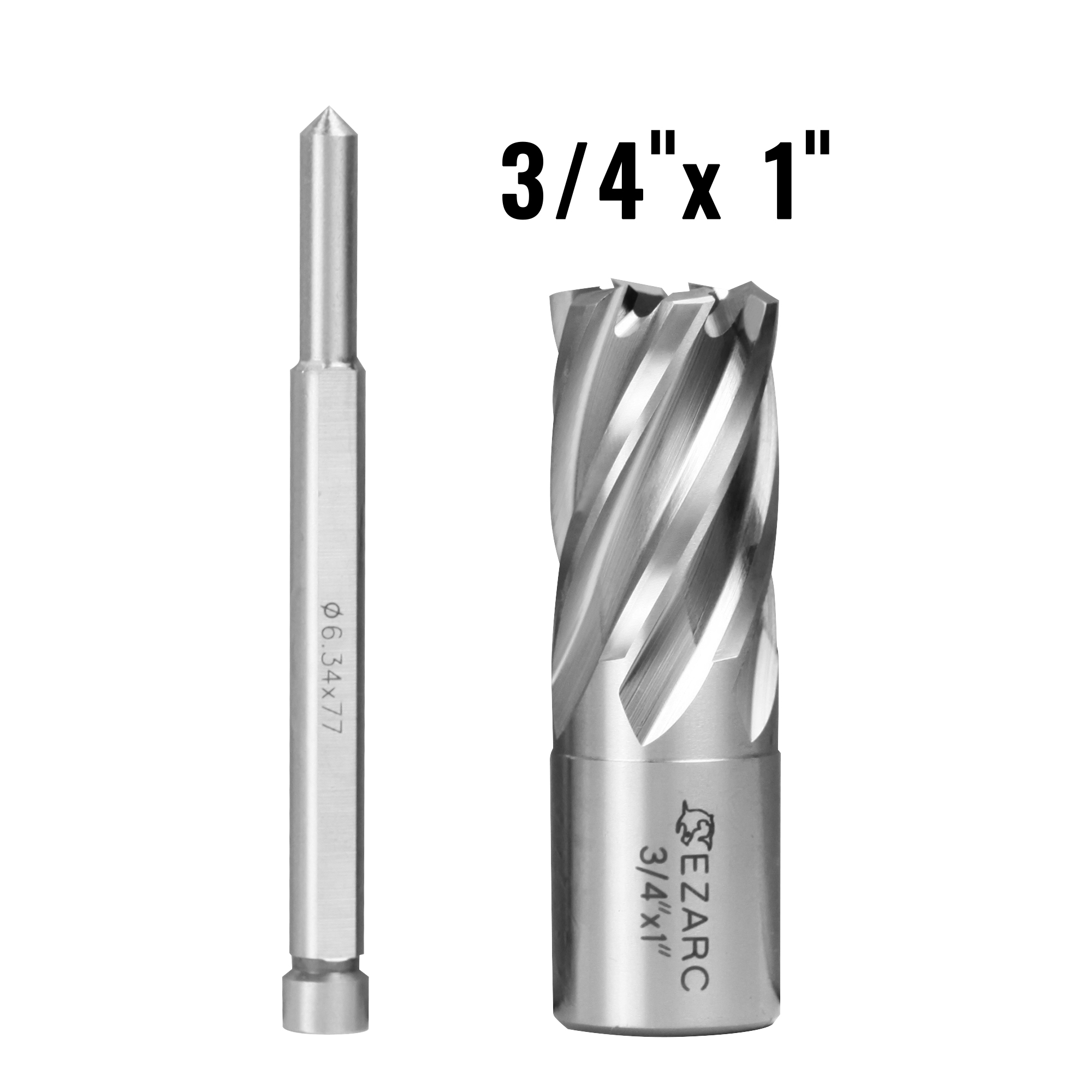 EZARC HSS Annular Cutter, 1-Inch Cutting Depth for Metal Stainless Steel Drilling Fits Magnetic Drill Press Include Pilot Pin: 19.05mm Cut Diameter