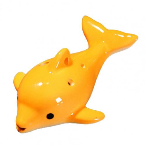 Mini Melodious Cartoon Dolphin Musical Instrument Ocarina Ceramic Musical Ocarina Ergonomic for Novice:  Orange