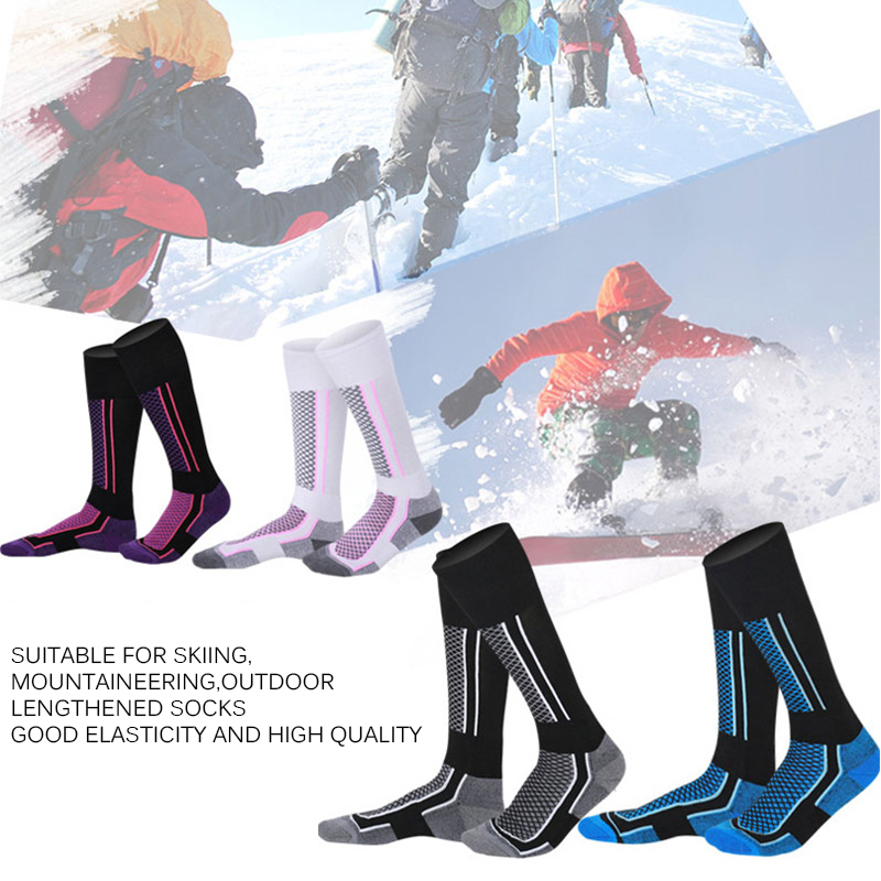 Winter Ski Sports Socks Women Man Thermal Long Ski Shock Absorption Snow Walking Hiking Socks Warm Breathable Snow Sports Socks