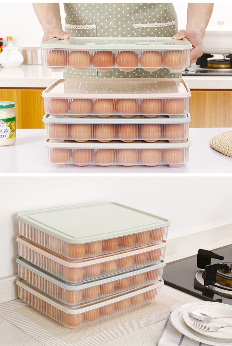 1PC Plastic Eggs Storage Box 24 Grid Egg Storage Box Stackable Freezer Storage Organizers Egg Storage Containe Eggs Holder