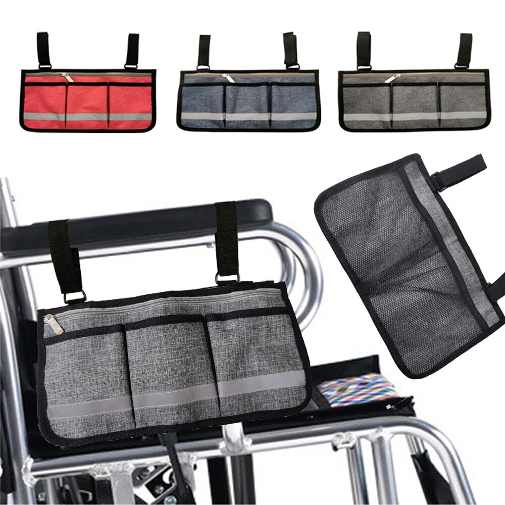 Double sided Wheelchair Scooter Side Bag Walker Bag Rollator Organizer Pouch Multi-Pocket Bag Wheelchair Accessories