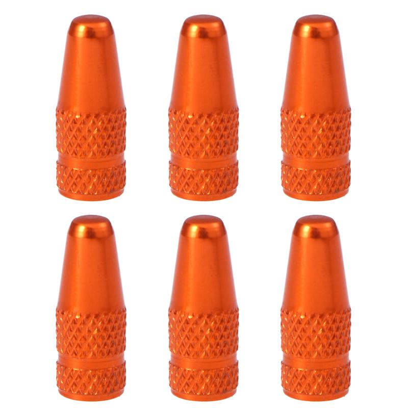 6Pcs Fiets Aluminium Franse Ventieldopjes Voor Mtb Racefiets Mountainbike Band Air Valve Caps Dust Covers: Orange 6pcs