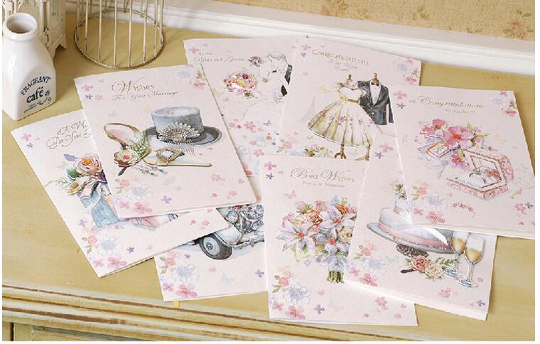 8 'Congratulations' Wedding Cards For Bride and Groom Flower Wedding Greeting Cards