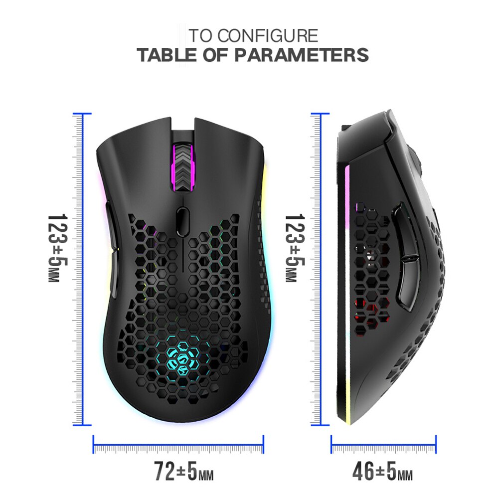 ALLOYSEED BM600 2,4 GHz Drahtlose Maus 2400DPI Einstellbare RGB hinterleuchtet Waben USB Optische Spielen Maus Gamer Mäbenutzen Für Laptop PC
