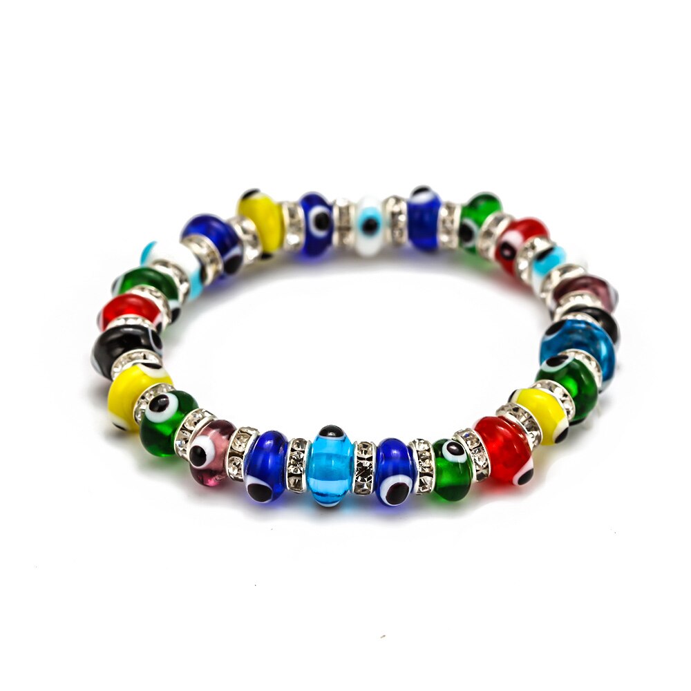 Lucky Eye Multi Color Glass Turkish Evil Eye Beads Bracelet Adjustable Chain Bracelet for Women Female Jewelry BE61: 1