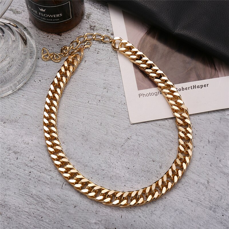 Cuban Gold Thick Chain Choker Necklace For Women Men Trendy Hip Hop Big Chunky Short Chain Choker Necklaces Jewelry