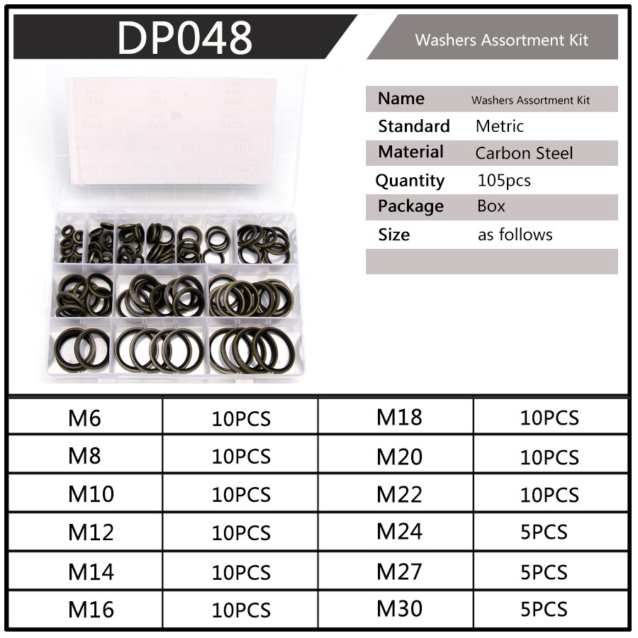 100 stücke-162 stücke Hochdruck Dichtung Unterlegscheibe O-Ring Buchse M6 M8 M10 M12 M14 M16 m18 M20 M22 M24 M27 M30 Dichtung Ersatz Bausatz S27: M630DP048 x1