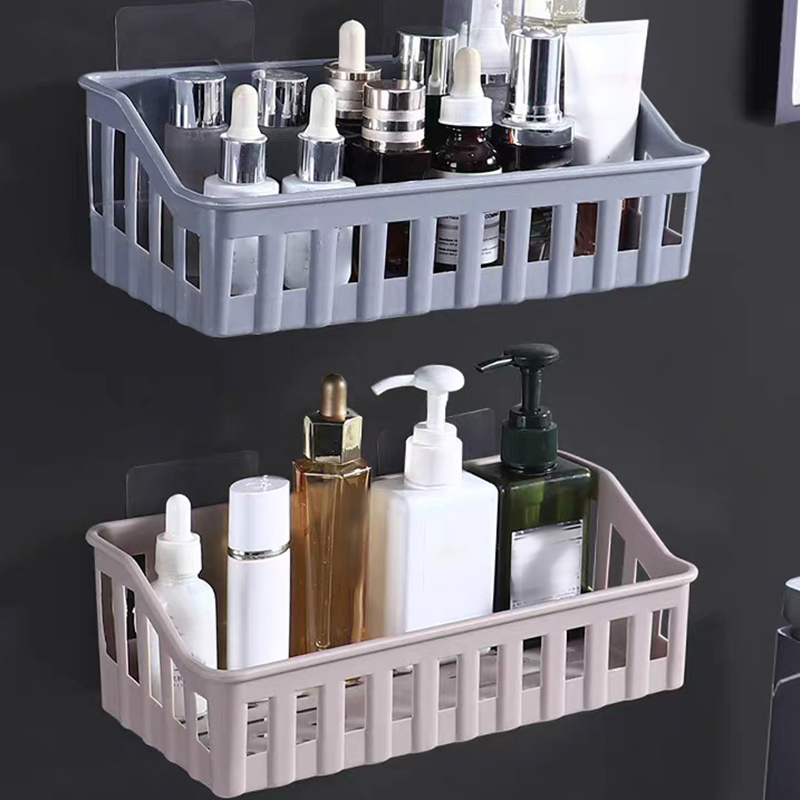Plastic Badkamerplank Organizer Geen Boor Organizer Douche Opbergrek Muurbevestiging Toiletshampoo Houder Badkameraccessoires
