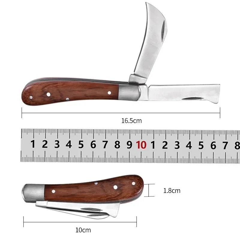 Folding Grafting Gardening Knife for Pruning Double Blades Garden Knife for Budding Pruning Plants Floral Fruit Tree ﻿Garden: Brown