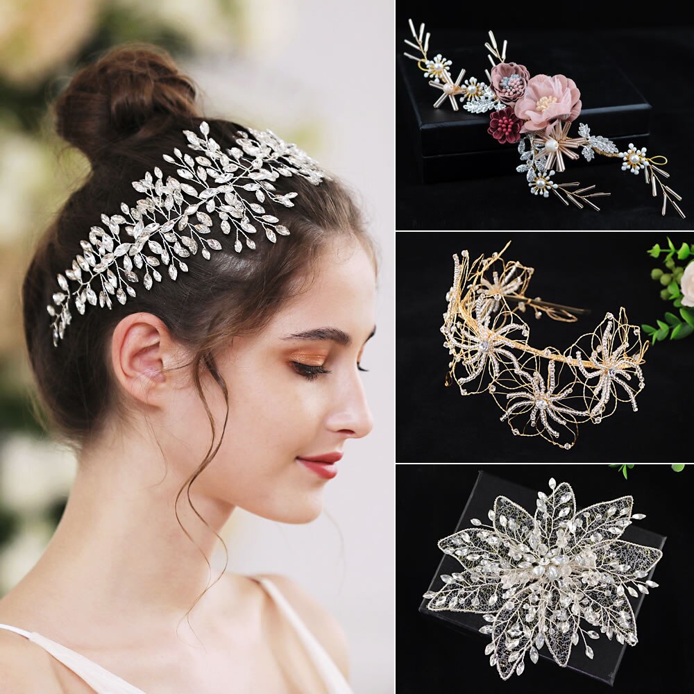 wedding hair accessories bridal hair flower hair piece Bridesmaid hair comb pearl hair clip Silver rhinestones hair jewelry