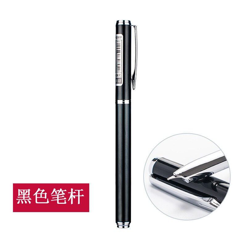 Pluma estilográfica de Clip plateado de 1 pieza, negra, blanca, azul, verde, para elegir, Punta pequeña de 0,38mm, bolígrafos de tinta metálica para escribir para estudiantes: Black
